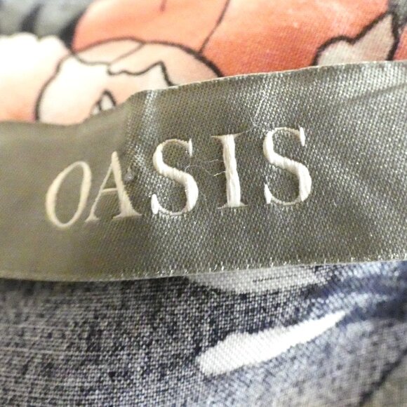 Oasis Gray Black Dress Sz 6 Floral Sheath A-Line Modest British Fashion Stunning - Picture 6 of 10